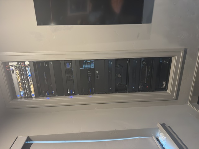 Clean in-wall AV equipment rack installation